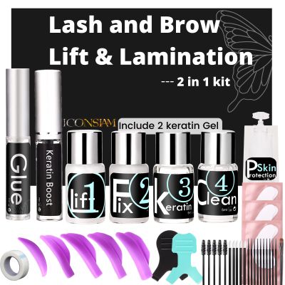 Eyelash Lift and Eyebrow Lamination 2 in 1 Kit Easy DIY 5 Minutes Curl Eyelash Lift Long-Lasting a Month Professional Make Lash and Brow More Volume 6 Weeks