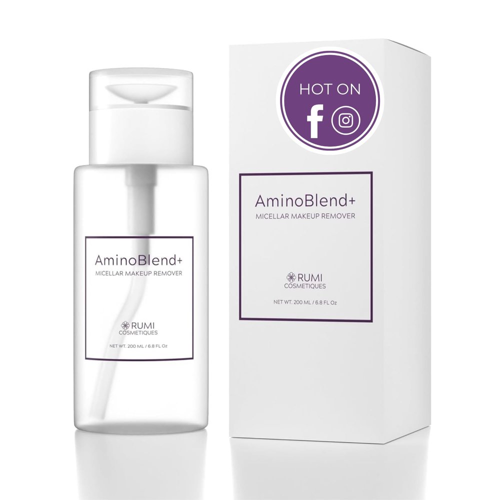 Rumi Cosmetiques AminoBlend+ Micellar Makeup Remover for Older Women with Sensitive Skin - Face Cleanser, Makeup, Mascara Removal | Gentle Cleanse & Nourish Your Skin - Cruelty-Free & Vegan
