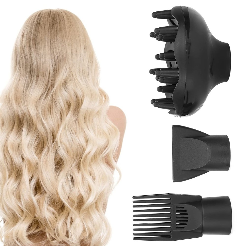 Dryer Diffuser Set, 3Pcs Hair Dryer Diffuser Nozzle Set Plastic Hair Dryer Attachment Dryer Nozzle Comb