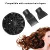Dryer Diffuser Set, 3Pcs Hair Dryer Diffuser Nozzle Set Plastic Hair Dryer Attachment Dryer Nozzle Comb view 2