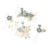 Kisangel Rhinestone Pearl Hair Accessories - 4pcs Floral Hair Combs, Hair Clips, and Wedding Hair Comb Set for Brides (Green) view 1