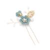Kisangel Rhinestone Pearl Hair Accessories - 4pcs Floral Hair Combs, Hair Clips, and Wedding Hair Comb Set for Brides (Green) view 2