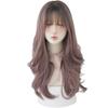 AIKO PRO Chic Korean Fashion 26 Inch Long Wavy Curly Wig, Natural Heat-Resistant Synthetic Hair Wigs with Bands For Cosplay and Daily Wear (Pink Brown) view 1