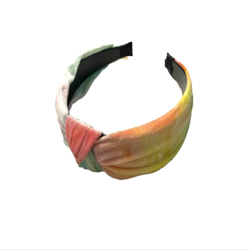Soft Velveteen Fabric Tye Dye Fashion Headband w/ Top Knot (Style 776E)