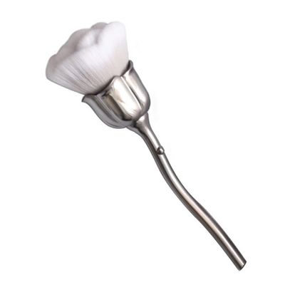 AKOAK 1 Pack Rose Flower Makeup Brush, Blush Brush, Long Handle Contour, Foundation, Powder, Makeup, Manicure Dust Remover Brush - Grey White