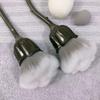 AKOAK 1 Pack Rose Flower Makeup Brush, Blush Brush, Long Handle Contour, Foundation, Powder, Makeup, Manicure Dust Remover Brush - Grey White view 2