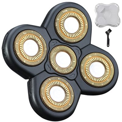 5 Blades Head Shaver Replacement Heads Replacement Blades Head Shaver Universal Replacement Blade Head Electric Razor for Men (5D Gold)
