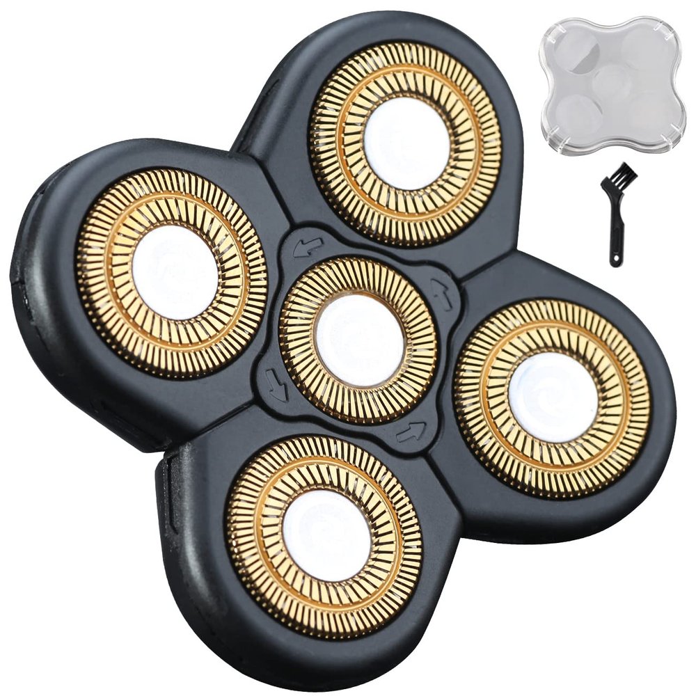 5 Blades Head Shaver Replacement Heads Replacement Blades Head Shaver Universal Replacement Blade Head Electric Razor for Men (5D Gold)