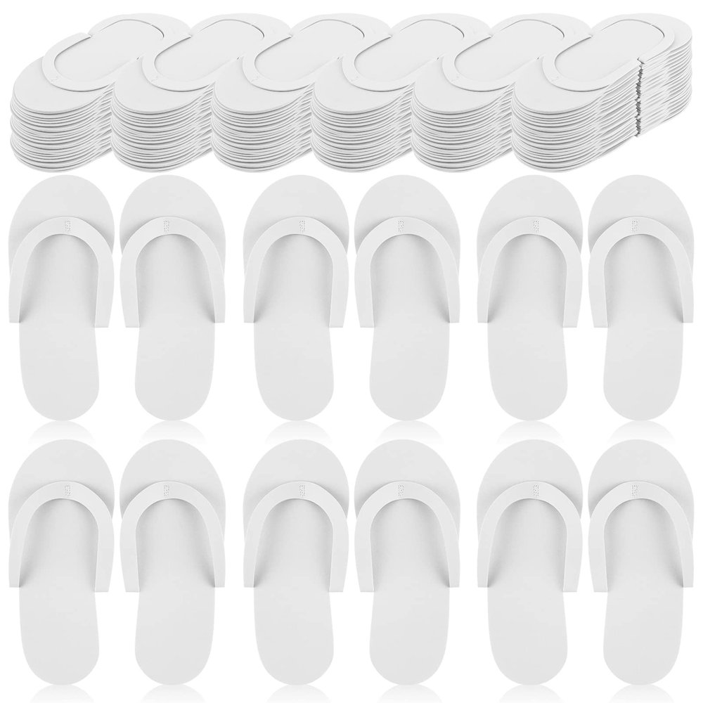 Geyoga 48 Pairs Disposable Pedicure Slippers Foam Disposable Spa Flip Flops Pedicure Shoes for Women Salon Nail Spa (White)