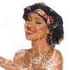 HIUMI Womens Shower Cap for Long Hair Luxury Shower Cap For Dreadlocks, Braids, Curls, Locs, Curly HairMother's Day Gift Black view 2
