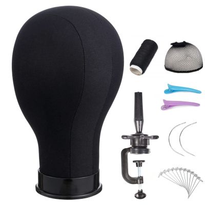 lucicass Wig Head 22Inch Canvas Block Head Wig Stand with Mannequin Head for Making Wigs Display Styling