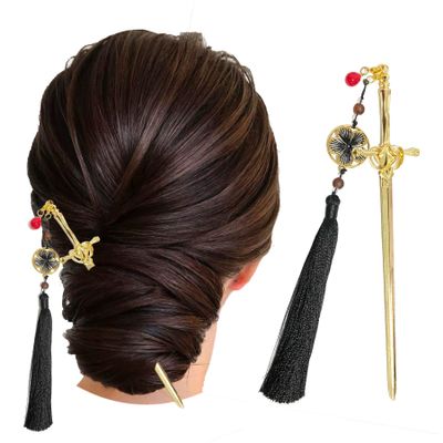 2Pcs Hair Sticks Hair Buns Accessories Chopstick Hairpin Vintage Hair Styling Chignon Pins for Women Girls (HP-J-BL)