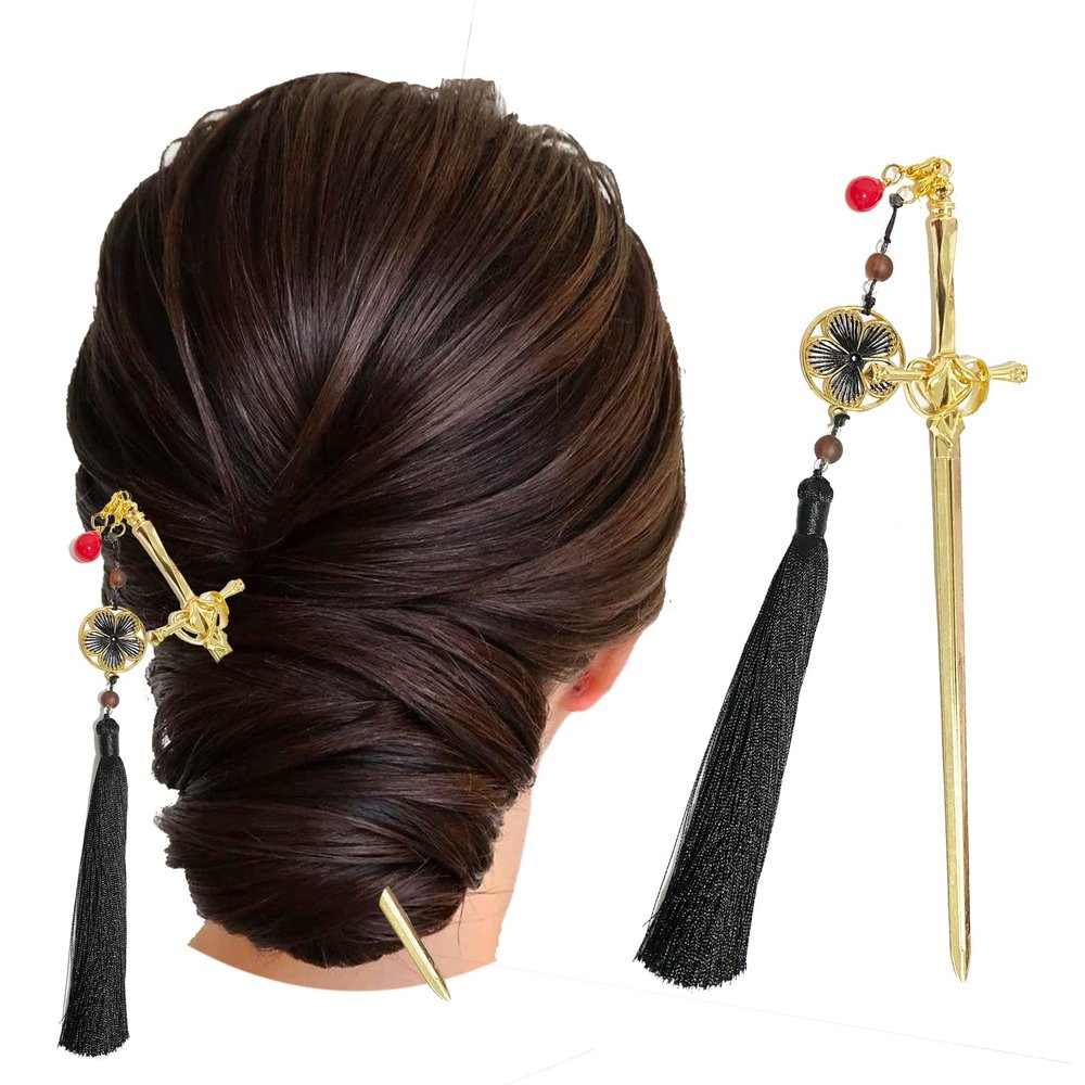 2Pcs Hair Sticks Hair Buns Accessories Chopstick Hairpin Vintage Hair Styling Chignon Pins for Women Girls (HP-J-BL)
