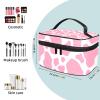 ALIREA LORVIES Cow Skin Print Pink Cosmetic Bag Canvas Travel Toiletry Bag Top Handle Single Layer Makeup Bag Organizer Multi-function Cosmetic Case for Women view 2