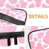 ALIREA LORVIES Cow Skin Print Pink Cosmetic Bag Canvas Travel Toiletry Bag Top Handle Single Layer Makeup Bag Organizer Multi-function Cosmetic Case for Women view 3