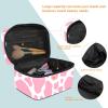ALIREA LORVIES Cow Skin Print Pink Cosmetic Bag Canvas Travel Toiletry Bag Top Handle Single Layer Makeup Bag Organizer Multi-function Cosmetic Case for Women view 4