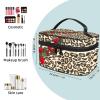 ALIREA LORVIES Leopard Print and Red Roses Cosmetic Bag Canvas Travel Toiletry Bag Top Handle Single Layer Makeup Bag Organizer Multi-function Cosmetic Case for Women view 2