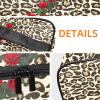 ALIREA LORVIES Leopard Print and Red Roses Cosmetic Bag Canvas Travel Toiletry Bag Top Handle Single Layer Makeup Bag Organizer Multi-function Cosmetic Case for Women view 3