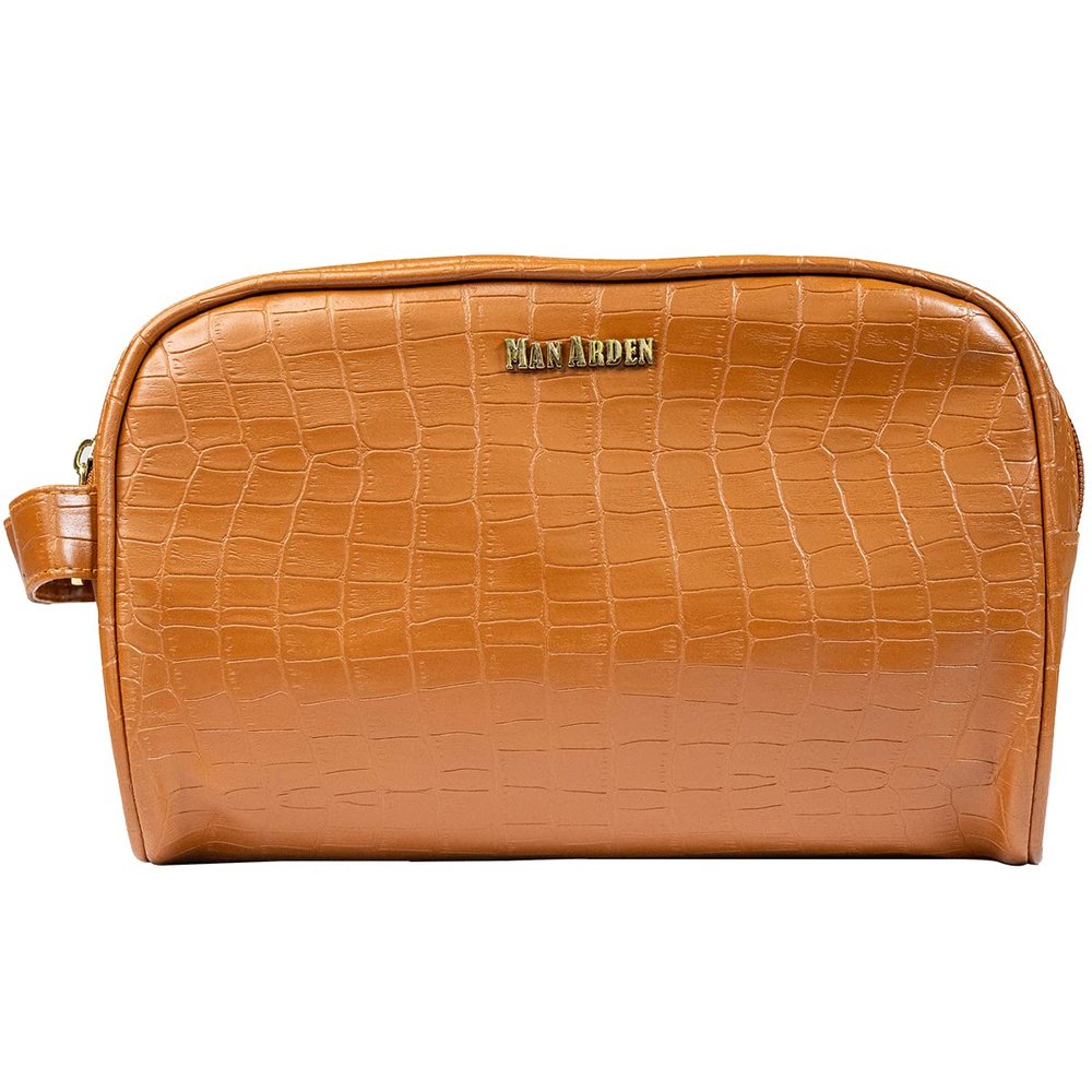 Man Arden "The Regal Tan PVC Leather Toiletry Bag/Shaving Kit Pouch for Men, Waterproof Pouch (Tan)