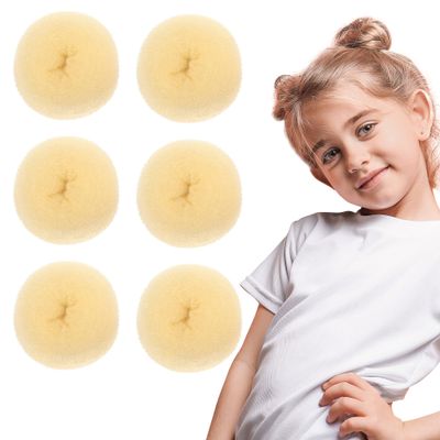 Styla Hair Small Donut Bun Maker for Kids' Ballet Buns, Sock Buns, and Easy Hairstyling (6pc Blonde 2 Inch Size)