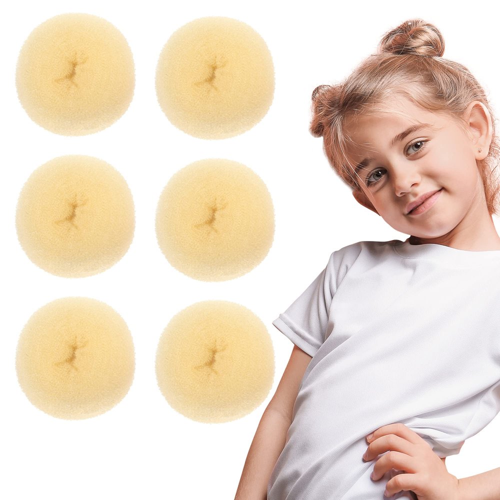 Styla Hair Small Donut Bun Maker for Kids' Ballet Buns, Sock Buns, and Easy Hairstyling (6pc Blonde 2 Inch Size)