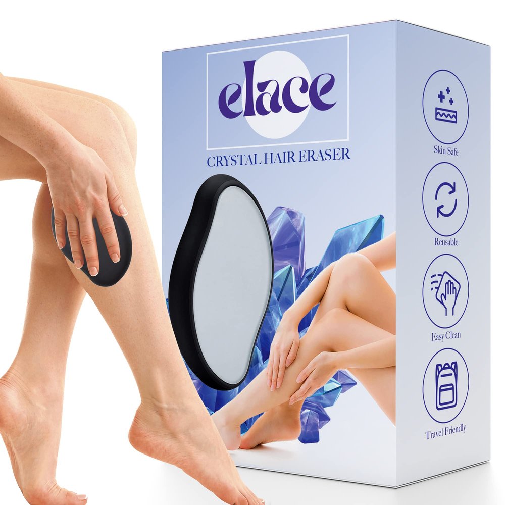 Crystal Hair Eraser by ELACE - Hair Remover for Women and Men, Painless Exfoliation Magic Crystal Hair Remover - Crystal Hair Eraser Stone, Hair Remover for Arms Legs - Crystal Hair Remover