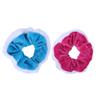 Velvet & Fur Hair Scrunchies for Women and Girls Set of 2 Pink and Blue view 1