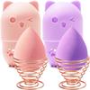 MR LION Makeup Sponge Holder + Makeup Blender Travel Case Beauty Sponge Blender Drying Stand & Storage Containers (Pink&Purple) view 1