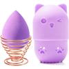 MR LION Makeup Sponge Holder + Makeup Blender Travel Case Beauty Sponge Blender Drying Stand & Storage Containers (Pink&Purple) view 2