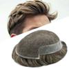 FACE MIRACLE Toupee for Men French Lace Mens Toupee Human Hair Replacement System Bleached Knots Hairpiece Skin PU Mens Wig Hair Prosthesis #630 6# LIGHT BROWN WITH 30% SYNTHETIC GREY view 1