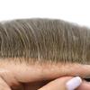 FACE MIRACLE Toupee for Men French Lace Mens Toupee Human Hair Replacement System Bleached Knots Hairpiece Skin PU Mens Wig Hair Prosthesis #630 6# LIGHT BROWN WITH 30% SYNTHETIC GREY view 3