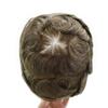 FACE MIRACLE Toupee for Men French Lace Mens Toupee Human Hair Replacement System Bleached Knots Hairpiece Skin PU Mens Wig Hair Prosthesis #630 6# LIGHT BROWN WITH 30% SYNTHETIC GREY view 4