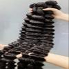 12A 100% raw unprocessed virgin human hair bundles natural black, deep wave 18 inch single bundle view 1