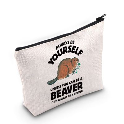 Beaver Lover Gift Beaver Cosmetic Make up Bag Beaver Makeup Zipper Pouch Bag for Women Girls (Beaver)