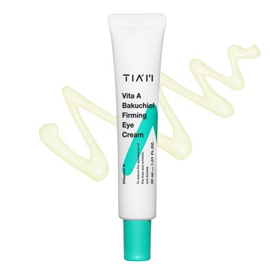 TIA'M Vita A Bakuchiol Firming Eye Cream, 1.01 fl oz, Retinol Alternative Anti-Aging Cream for Wrinkles, Dark Circles, and Puffiness, Fragrance-Free Under-Eye Cream, Korean Skin Care