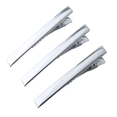 MAHAVIMOKSA Wholesale 100pcs 75mm/3" Silver Flat Single Prong Alligator Hair Clips for DIY Craft (75mm)