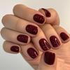 GLAMERMAID Extra Short Press on Nails 24PCS, Handmade Gothic Burgundy red Jelly Fall Gel Glue on Nails, Glossy Round Reusable UV Finish Fake Nails Acrylic False Nails Manicure Kits for Women view 1