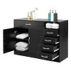 SSLine Hair Beauty Salon Spa Equipment Set Hair Styling Barber Station,Bathroom Floor Cabinet Rectangular 7 Compartments 5 Drawers 1 Door Hair Salon Cabinet view 1