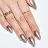 GLAMERMAID Matel Sliver Press on Nails Medium Almond, Handmade Metal Chrome Fake Nails Stiletto, Gloss Gel Glue on Nail Short Oval Kit for Women, Reusable Luxe Glitter Gold Stiletto False Nail Tip view 3