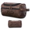 2 in 1 Personalized Toiletry Bag, Water-resistant Large Capacity Leather Travel Organizer Custom Printing Name Monogram For Men Groomsmen Gifts Leather Dopp Kit view 1