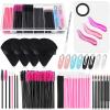 Disposable Makeup Applicators Kit with Triangle Puff Mixing Palette, Artist Supplies Disposable Mascara Wands, Lip Brushes, Hair Clips Powder Puffs for Face with Storage Box view 1