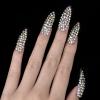 All Diamond Gorgeous, Press On Nails Long Stiletto EchiQ, Rhinestone Gem 3D Nails Art Design Fake Nails, French Acrylic Glossy Almond Faux Ongles Kits, Reusable Full Cover for Women Girls Gift, 24 pcs view 1