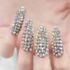 All Diamond Gorgeous, Press On Nails Long Stiletto EchiQ, Rhinestone Gem 3D Nails Art Design Fake Nails, French Acrylic Glossy Almond Faux Ongles Kits, Reusable Full Cover for Women Girls Gift, 24 pcs view 2