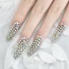 All Diamond Gorgeous, Press On Nails Long Stiletto EchiQ, Rhinestone Gem 3D Nails Art Design Fake Nails, French Acrylic Glossy Almond Faux Ongles Kits, Reusable Full Cover for Women Girls Gift, 24 pcs view 3