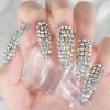 All Diamond Gorgeous, Press On Nails Long Stiletto EchiQ, Rhinestone Gem 3D Nails Art Design Fake Nails, French Acrylic Glossy Almond Faux Ongles Kits, Reusable Full Cover for Women Girls Gift, 24 pcs view 4