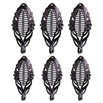 6pcs Banana Hair Clips Fishtail Hair Clip Grips Flexible Ponytail Holder Tool Accessories for Women Girls Thick Fine Curly Hair