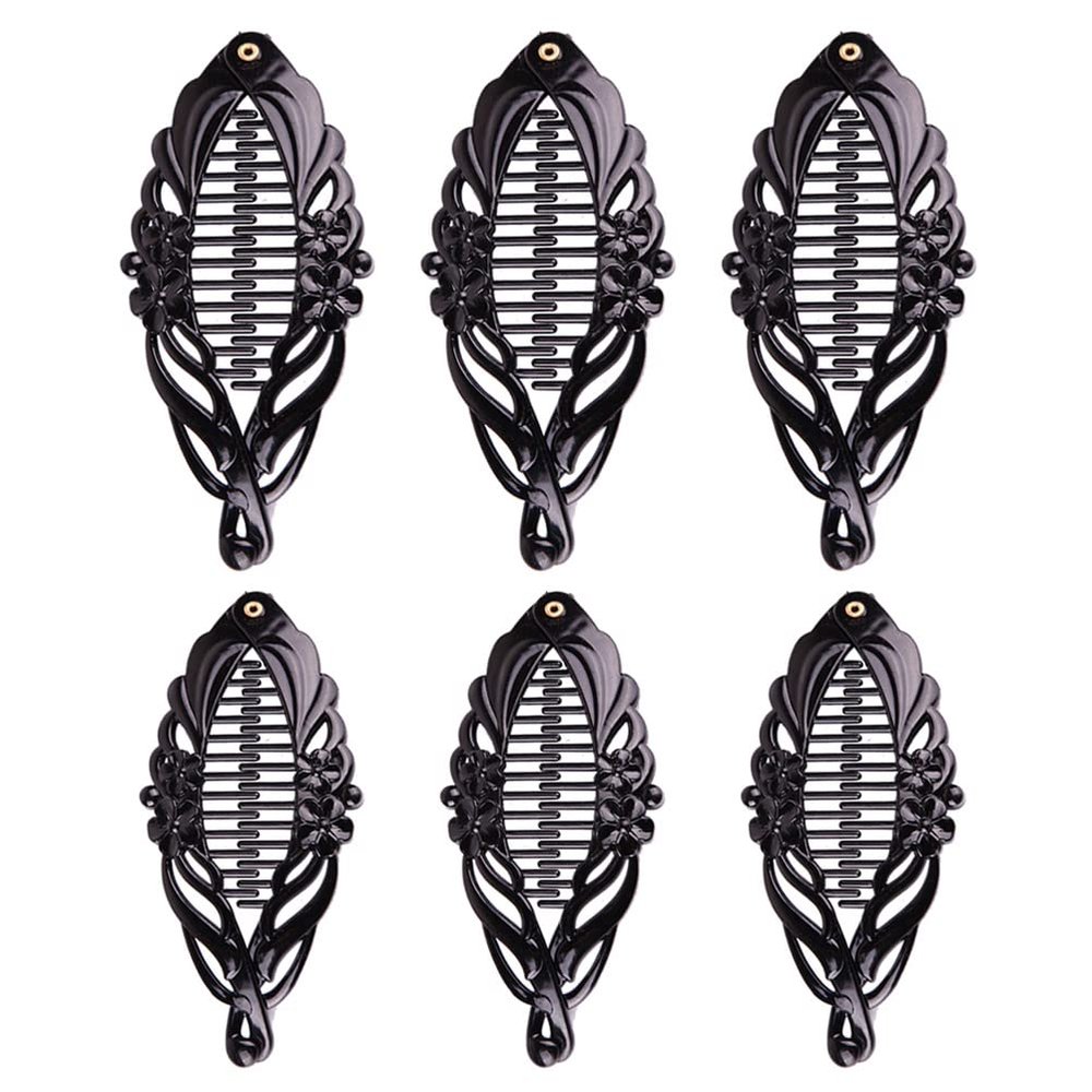 6pcs Banana Hair Clips Fishtail Hair Clip Grips Flexible Ponytail Holder Tool Accessories for Women Girls Thick Fine Curly Hair