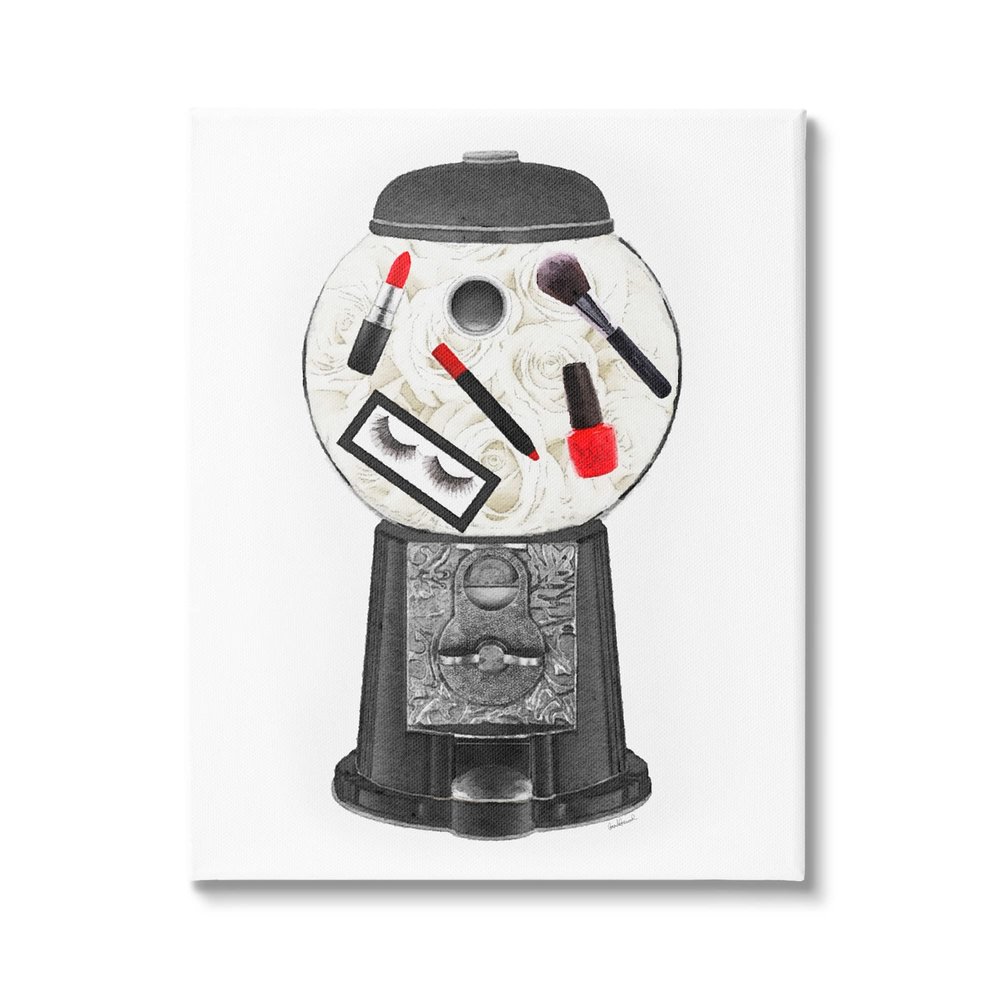 Stupell Industries Vintage Style Candy Dispenser Glam Makeup Cosmetics, Design by Amanda Greenwood