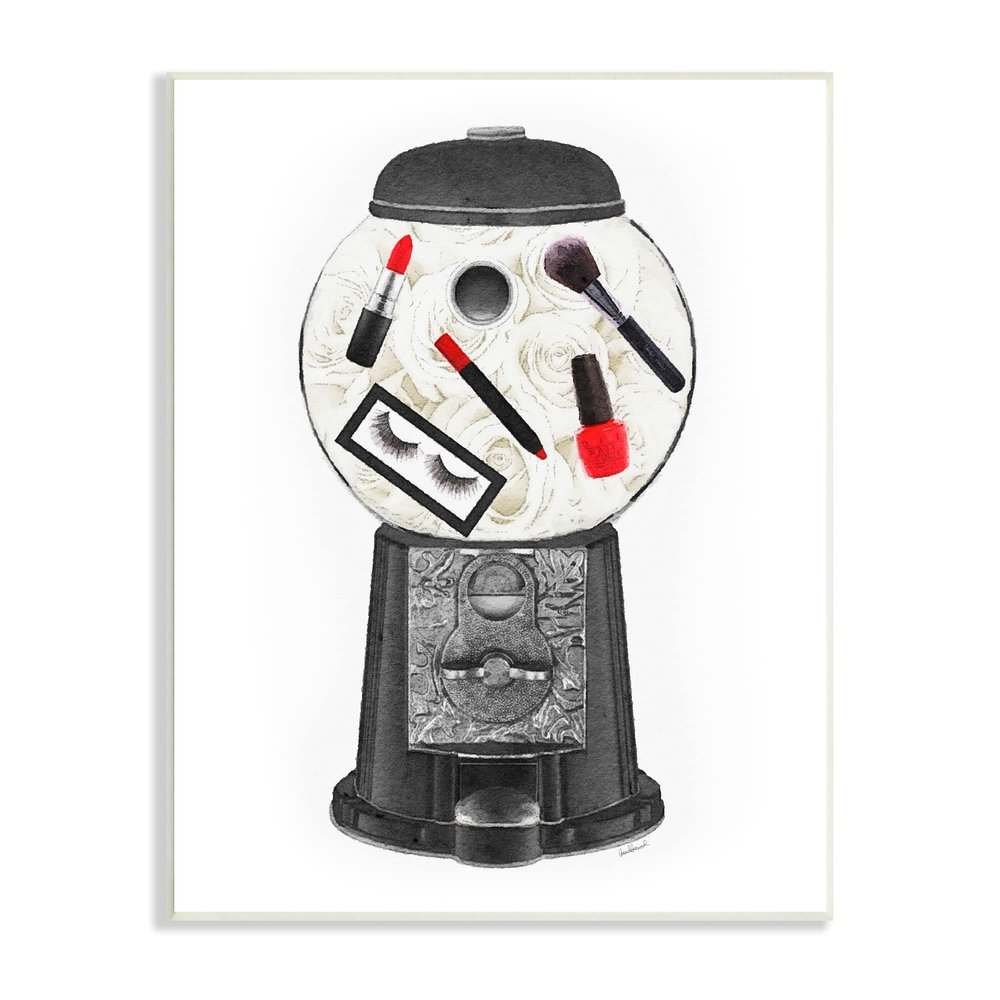 Stupell Industries Vintage Style Candy Dispenser Glam Makeup Cosmetics, Design by Amanda Greenwood