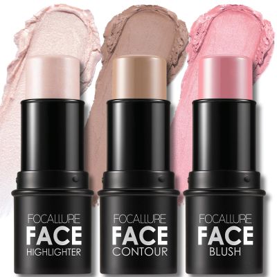 FOCALLURE 3 Pcs Cream Contour Sticks,Shades with Highlighter & Bronzer & Blush,Non-greasy Long-wear Face Contouring Pen,Easy to Sculpt the Face and Create a Lightweight Finishing Makeup,FAIR